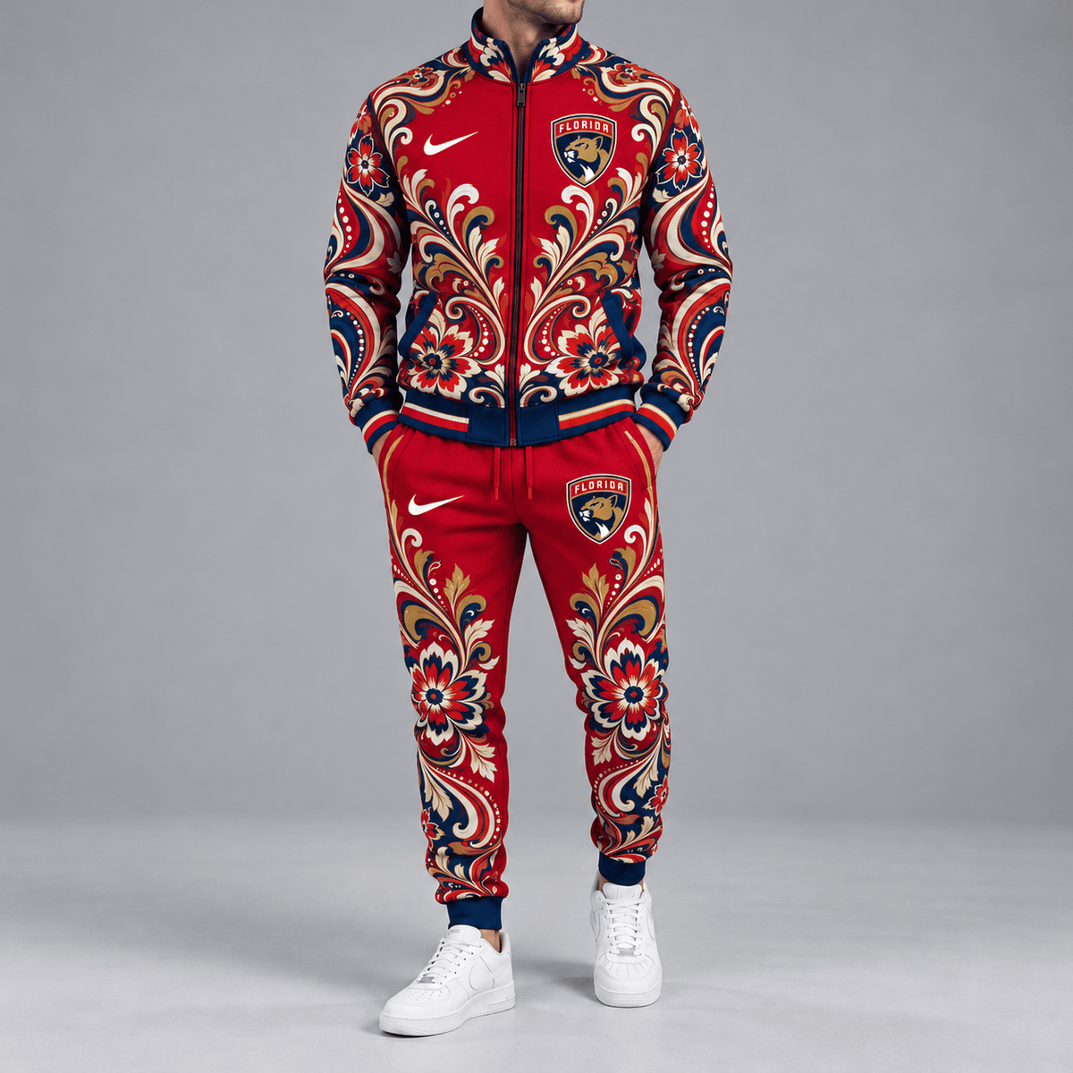 Ottawa Senators | Premium NHL Royal Floral Paisley Full Zip Track Jacket and Matching Jogger Pants Set NDN cover