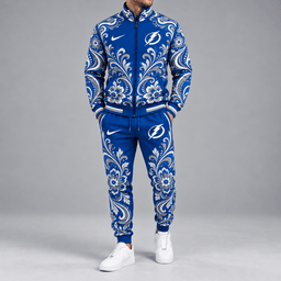 Tampa Bay Lightning | Premium NHL Royal Floral Paisley Full Zip Track Jacket and Matching Jogger Pants Set NDN cover