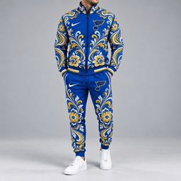 St. Louis Blues | Premium NHL Royal Floral Paisley Full Zip Track Jacket and Matching Jogger Pants Set NDN cover