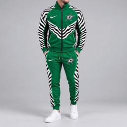 Dallas Stars | Premium NHL Bold Zebra Stripe Full Zip Track Jacket and Matching Jogger Pants Set NDN cover