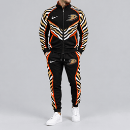 Anaheim Ducks | Premium NHL Bold Zebra Stripe Full Zip Track Jacket and Matching Jogger Pants Set NDN cover