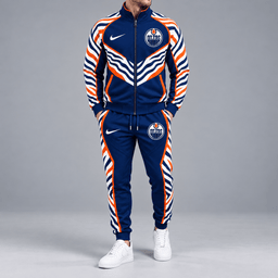 Edmonton Oilers | Premium NHL Bold Zebra Stripe Full Zip Track Jacket and Matching Jogger Pants Set NDN cover