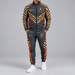 Vegas Golden Knights | Premium NHL Bold Zebra Stripe Full Zip Track Jacket and Matching Jogger Pants Set NDN cover