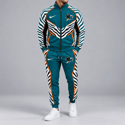 San Jose Sharks | Premium NHL Bold Zebra Stripe Full Zip Track Jacket and Matching Jogger Pants Set NDN cover