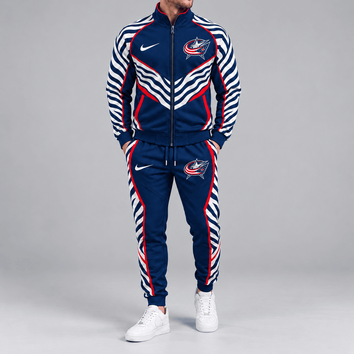 Washington Capitals | Premium NHL Bold Zebra Stripe Full Zip Track Jacket and Matching Jogger Pants Set NDN cover