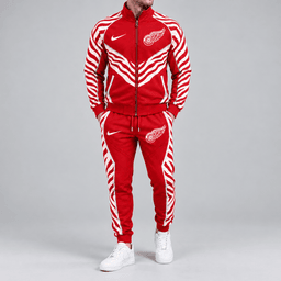 Detroit Red Wings | Premium NHL Bold Zebra Stripe Full Zip Track Jacket and Matching Jogger Pants Set NDN cover