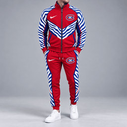 Montreal Canadiens | Premium NHL Bold Zebra Stripe Full Zip Track Jacket and Matching Jogger Pants Set NDN cover