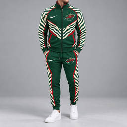 Minnesota Wild | Premium NHL Bold Zebra Stripe Full Zip Track Jacket and Matching Jogger Pants Set NDN cover