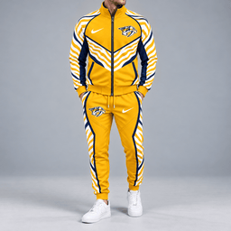Nashville Predators | Premium NHL Bold Zebra Stripe Full Zip Track Jacket and Matching Jogger Pants Set NDN cover