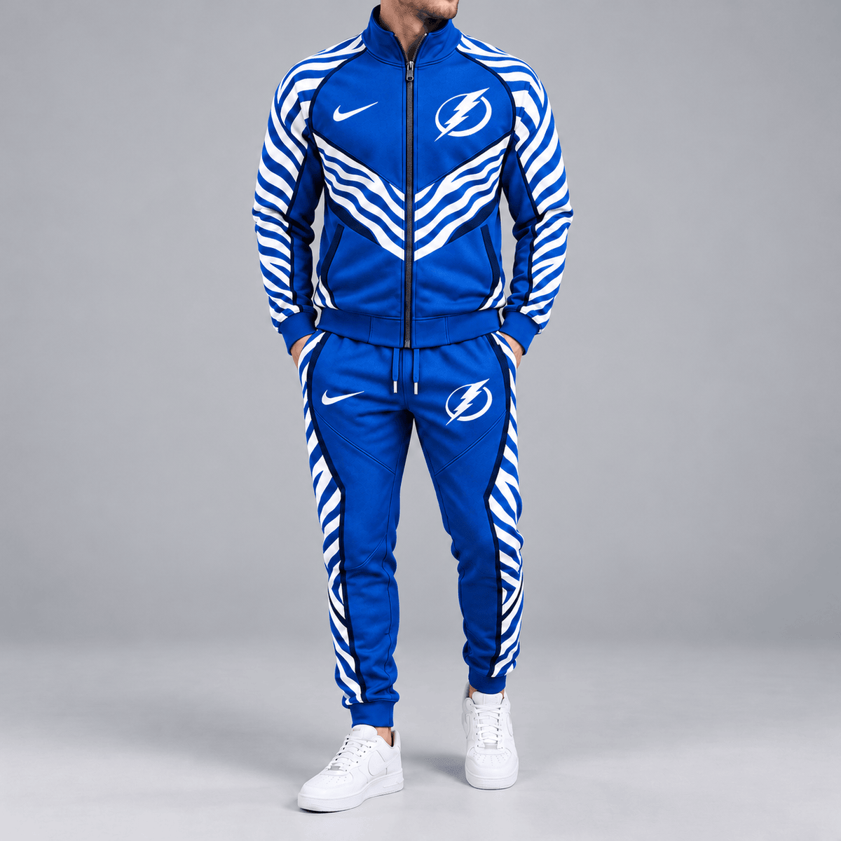 Tampa Bay Lightning | Premium NHL Bold Zebra Stripe Full Zip Track Jacket and Matching Jogger Pants Set NDN cover