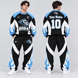Utah Mammoth | Premium NHL Vintage Flame Graphic Crewneck Sweatshirt and Matching Relaxed Fit Sweatpants Set with Custom Name and Number NDN cover