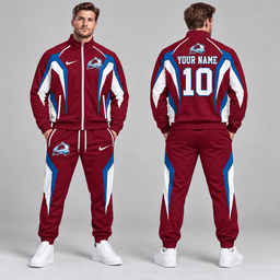 Colorado Avalanche | Premium NHL Elite Geometric Colorblock Full Zip Track Jacket and Matching Jogger Pants Set with Custom Name and Number NDN cover