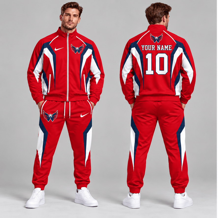 Ottawa Senators | Premium NHL Elite Geometric Colorblock Full Zip Track Jacket and Matching Jogger Pants Set with Custom Name and Number NDN cover