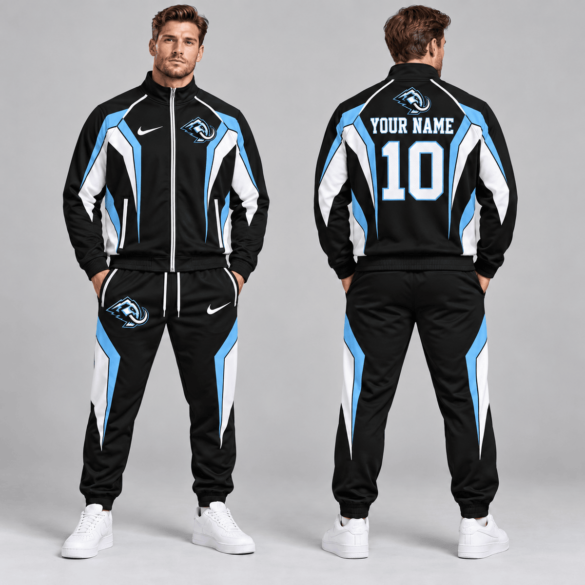 Vancouver Canucks | Premium NHL Elite Geometric Colorblock Full Zip Track Jacket and Matching Jogger Pants Set with Custom Name and Number NDN cover