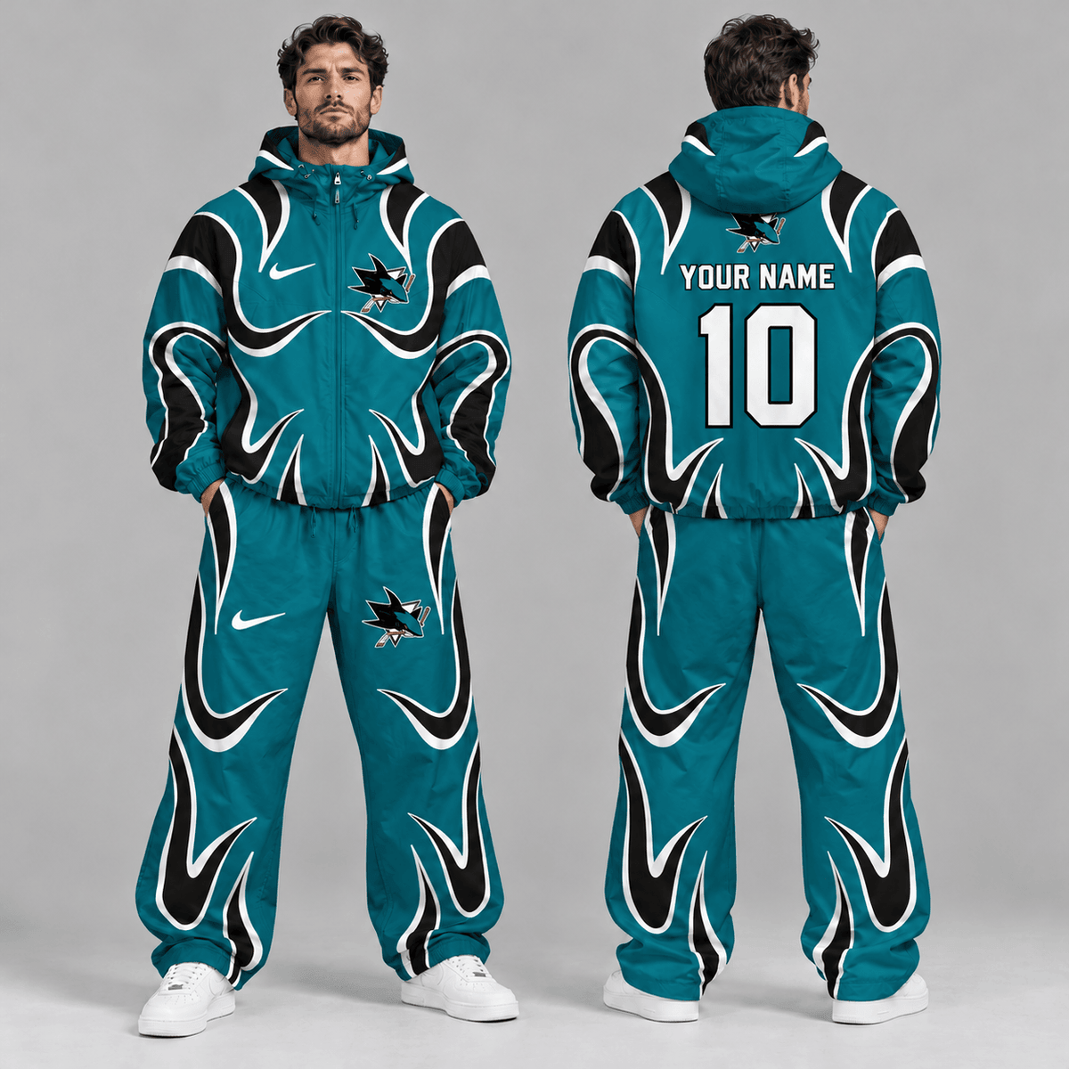 Utah Mammoth | Premium NHL Aero Wave Graphic Hooded Full Zip Windbreaker Jacket and Matching Wide Leg Track Pants Set with Custom Name and Number NDN cover