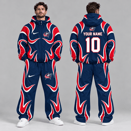 Colorado Avalanche | Premium NHL Aero Wave Graphic Hooded Full Zip Windbreaker Jacket and Matching Wide Leg Track Pants Set with Custom Name and Number NDN cover