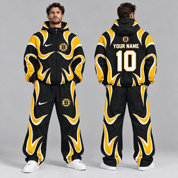 Pittsburgh Penguins | Premium NHL Aero Wave Graphic Hooded Full Zip Windbreaker Jacket and Matching Wide Leg Track Pants Set with Custom Name and Number NDN cover