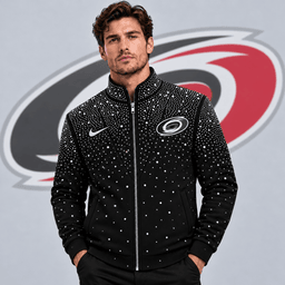Carolina Hurricanes | Premium NHL Luxury Crystal Studded Full Zip Bomber Jacket with Sparkling Rhinestone Design NDN cover