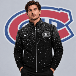Montreal Canadiens | Premium NHL Luxury Crystal Studded Full Zip Bomber Jacket with Sparkling Rhinestone Design NDN cover