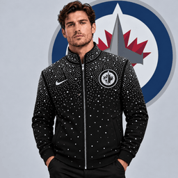 Winnipeg Jets | Premium NHL Luxury Crystal Studded Full Zip Bomber Jacket with Sparkling Rhinestone Design NDN cover
