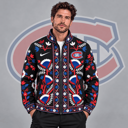 Montreal Canadiens | Premium NHL Heritage Folk Floral Embroidery Style Full Zip Jacket with Elegant Botanical Pattern NDN cover