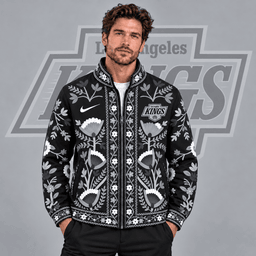 Los Angeles Kings | Premium NHL Heritage Folk Floral Embroidery Style Full Zip Jacket with Elegant Botanical Pattern NDN cover