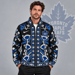 Toronto Maple Leafs | Premium NHL Heritage Folk Floral Embroidery Style Full Zip Jacket with Elegant Botanical Pattern NDN cover