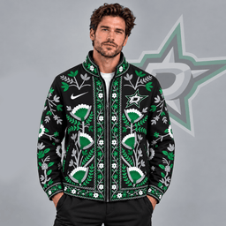 Dallas Stars | Premium NHL Heritage Folk Floral Embroidery Style Full Zip Jacket with Elegant Botanical Pattern NDN cover