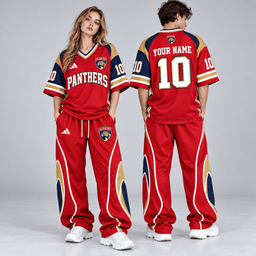 Florida Panthers | Premium NHL Retro V-Neck Hockey Jersey Shirt and Matching Wide Leg Pants Set with Custom Name and Number NDN cover
