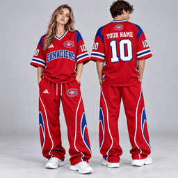 Montreal Canadiens | Premium NHL Retro V-Neck Hockey Jersey Shirt and Matching Wide Leg Pants Set with Custom Name and Number NDN cover
