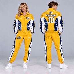 Nashville Predators | Premium NHL All Star Contrast Panel Full Zip Track Jacket and Matching Jogger Pants Set with Custom Name and Number NDN cover