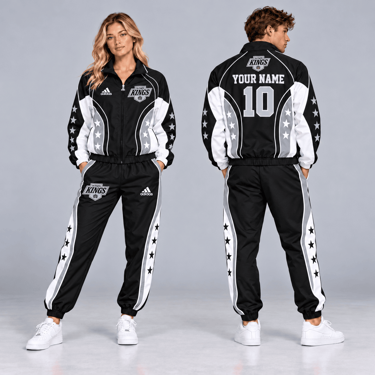 Los Angeles Kings | Premium NHL All Star Contrast Panel Full Zip Track Jacket and Matching Jogger Pants Set with Custom Name and Number NDN cover