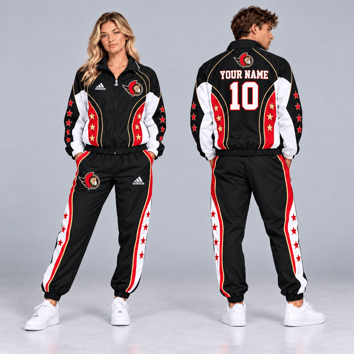 Ottawa Senators | Premium NHL All Star Contrast Panel Full Zip Track Jacket and Matching Jogger Pants Set with Custom Name and Number NDN cover