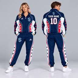 New York Rangers | Premium NHL All Star Contrast Panel Full Zip Track Jacket and Matching Jogger Pants Set with Custom Name and Number NDN cover