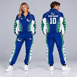 Vancouver Canucks | Premium NHL All Star Contrast Panel Full Zip Track Jacket and Matching Jogger Pants Set with Custom Name and Number NDN cover