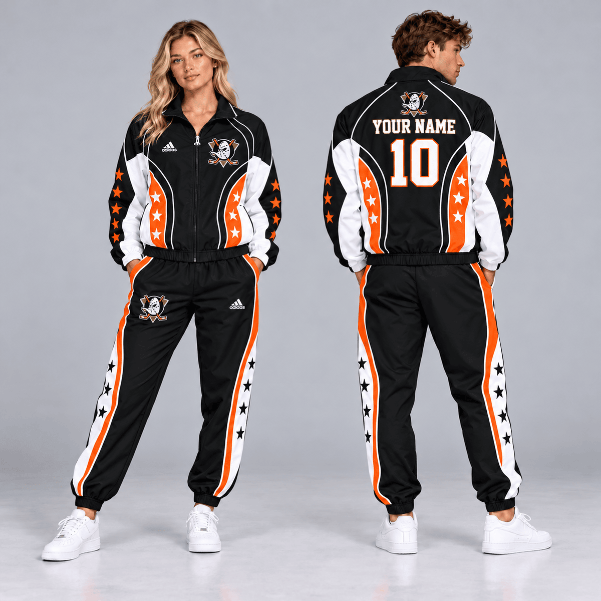 Anaheim Ducks | Premium NHL All Star Contrast Panel Full Zip Track Jacket and Matching Jogger Pants Set with Custom Name and Number NDN cover