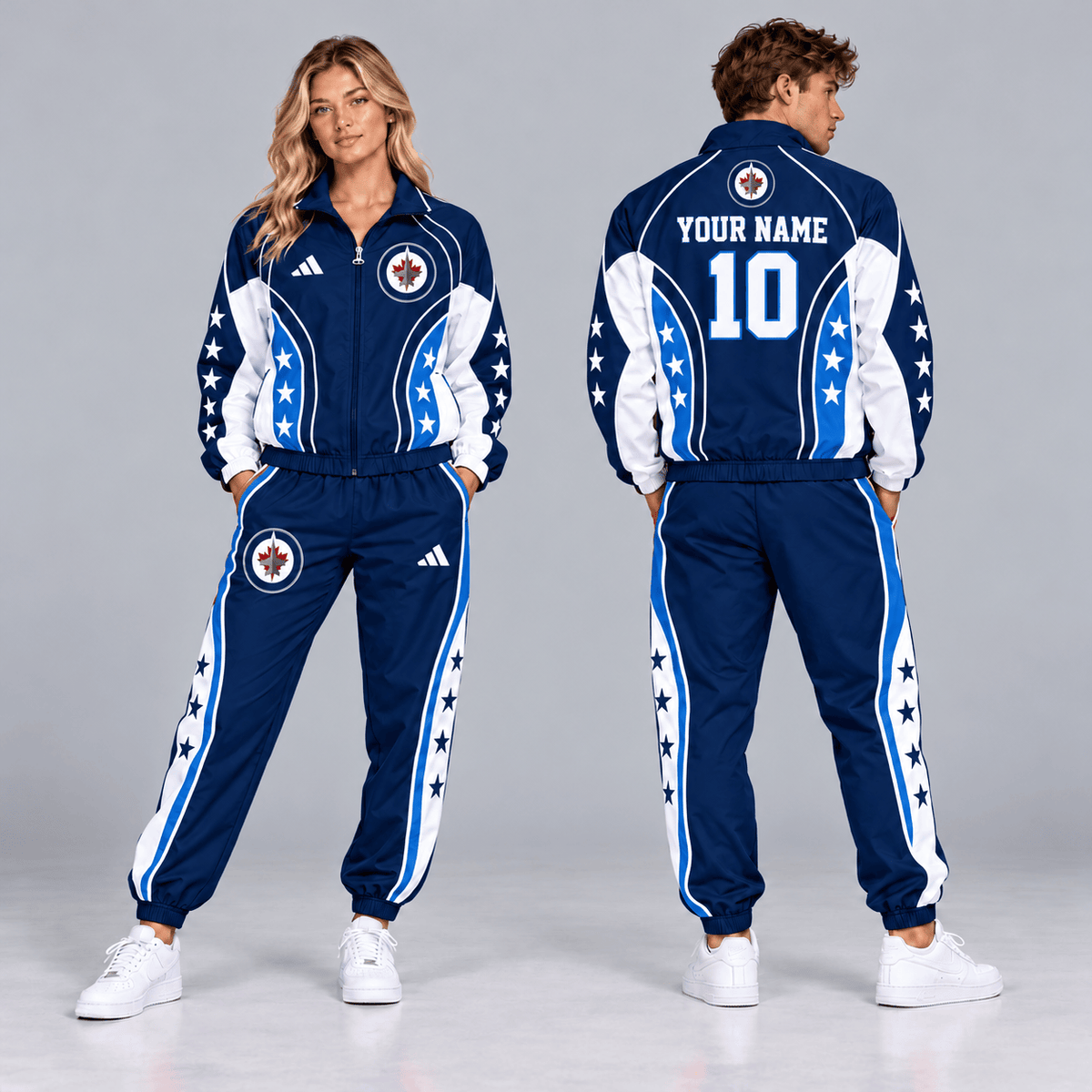Edmonton Oilers | Premium NHL All Star Contrast Panel Full Zip Track Jacket and Matching Jogger Pants Set with Custom Name and Number NDN cover