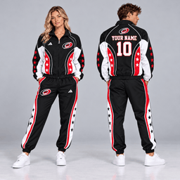 Carolina Hurricanes | Premium NHL All Star Contrast Panel Full Zip Track Jacket and Matching Jogger Pants Set with Custom Name and Number NDN cover