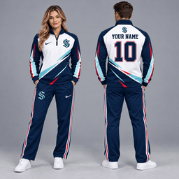 Seattle Kraken | Premium NHL Velocity Slash Quarter Zip Pullover Jacket and Matching Straight Leg Track Pants Set with Custom Name and Number NDN cover
