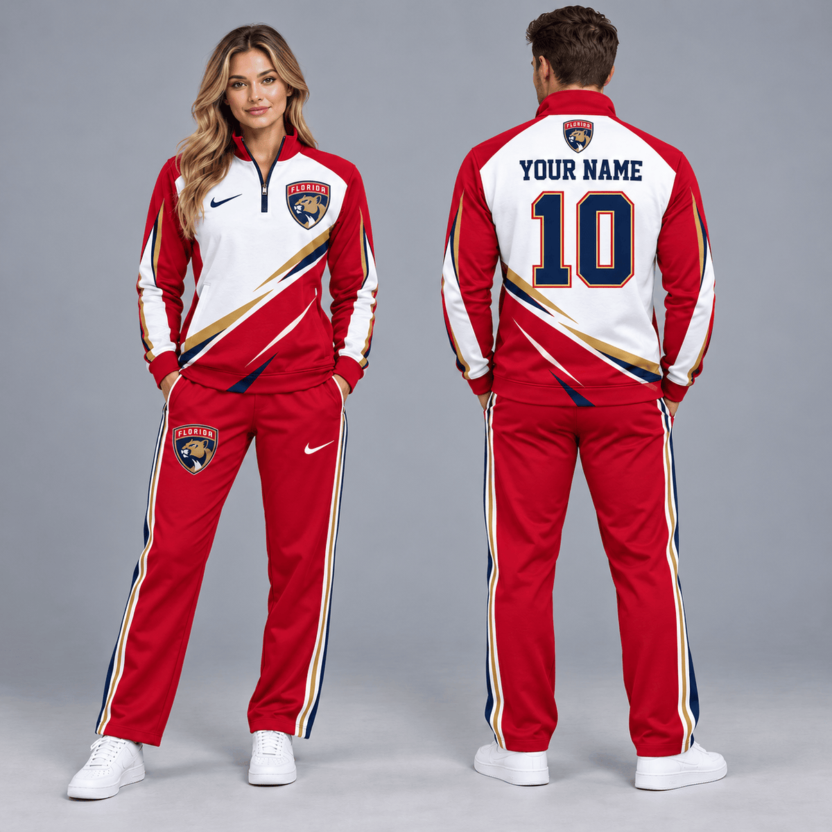 Florida Panthers | Premium NHL Velocity Slash Quarter Zip Pullover Jacket and Matching Straight Leg Track Pants Set with Custom Name and Number NDN cover
