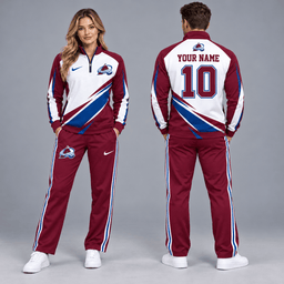 Colorado Avalanche | Premium NHL Velocity Slash Quarter Zip Pullover Jacket and Matching Straight Leg Track Pants Set with Custom Name and Number NDN cover