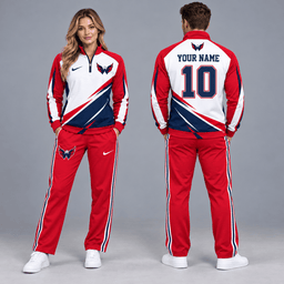 Washington Capitals | Premium NHL Velocity Slash Quarter Zip Pullover Jacket and Matching Straight Leg Track Pants Set with Custom Name and Number NDN cover