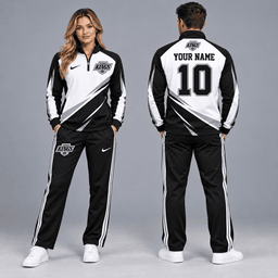 Los Angeles Kings | Premium NHL Velocity Slash Quarter Zip Pullover Jacket and Matching Straight Leg Track Pants Set with Custom Name and Number NDN cover