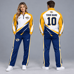 Nashville Predators | Premium NHL Velocity Slash Quarter Zip Pullover Jacket and Matching Straight Leg Track Pants Set with Custom Name and Number NDN cover