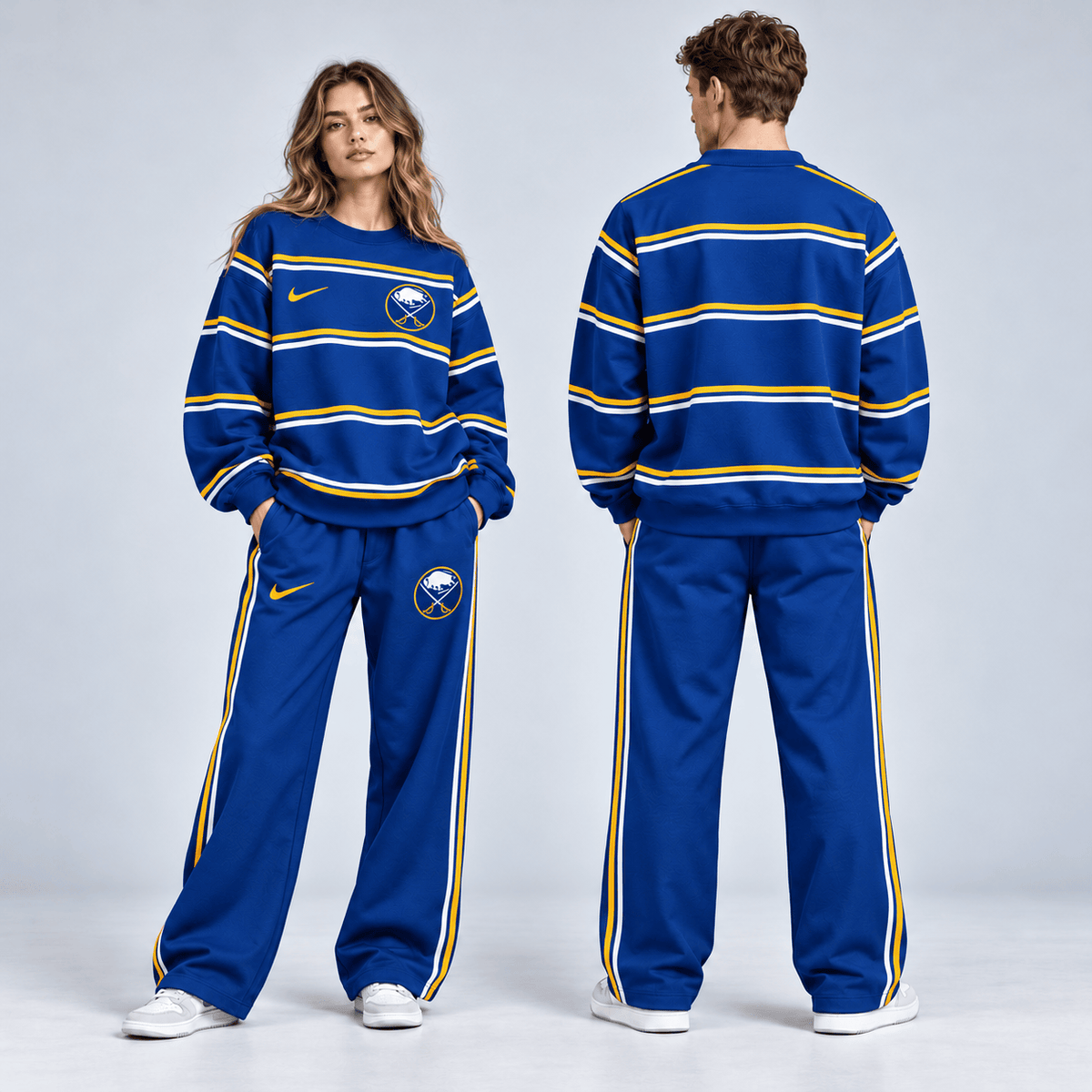 St. Louis Blues | Premium NHL Classic Horizontal Stripe Crewneck Sweatshirt and Matching Wide Leg Sweatpants Set NDN cover