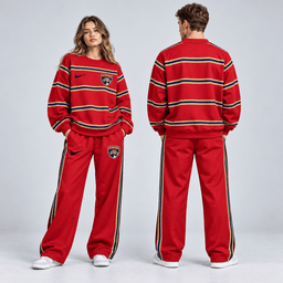 Florida Panthers | Premium NHL Classic Horizontal Stripe Crewneck Sweatshirt and Matching Wide Leg Sweatpants Set NDN cover