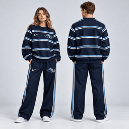 Winnipeg Jets | Premium NHL Classic Horizontal Stripe Crewneck Sweatshirt and Matching Wide Leg Sweatpants Set NDN cover