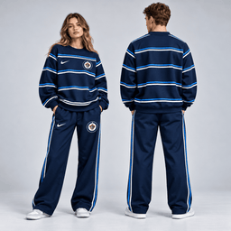 Columbus Blue Jackets | Premium NHL Classic Horizontal Stripe Crewneck Sweatshirt and Matching Wide Leg Sweatpants Set NDN cover