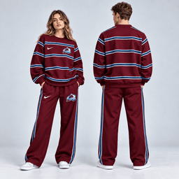Colorado Avalanche | Premium NHL Classic Horizontal Stripe Crewneck Sweatshirt and Matching Wide Leg Sweatpants Set NDN cover