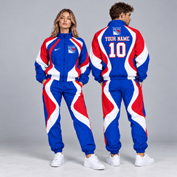 New York Rangers | Premium NHL Dynamic S-Curve Colorblock Full Zip Track Jacket and Matching Jogger Pants Set with Custom Name and Number NDN cover